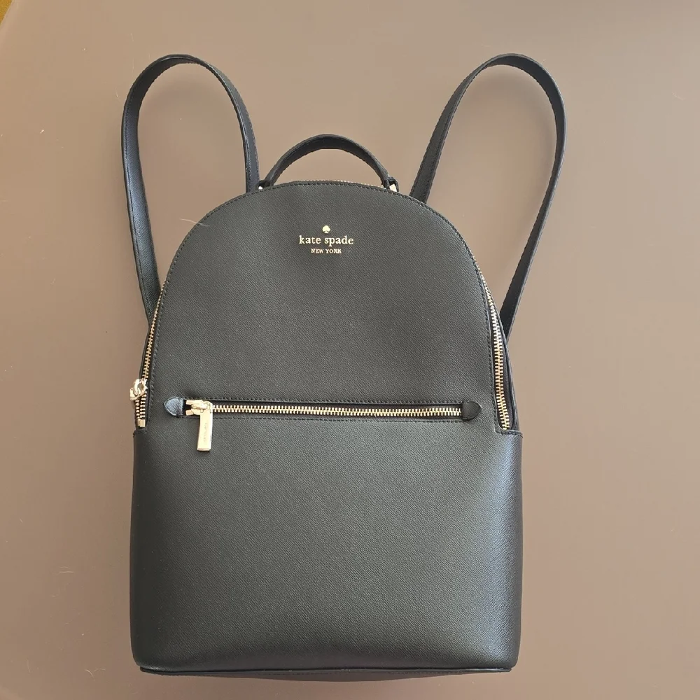 Kate Spade Black Leather Backpack with Gold Hardware - Picture 1 of 7